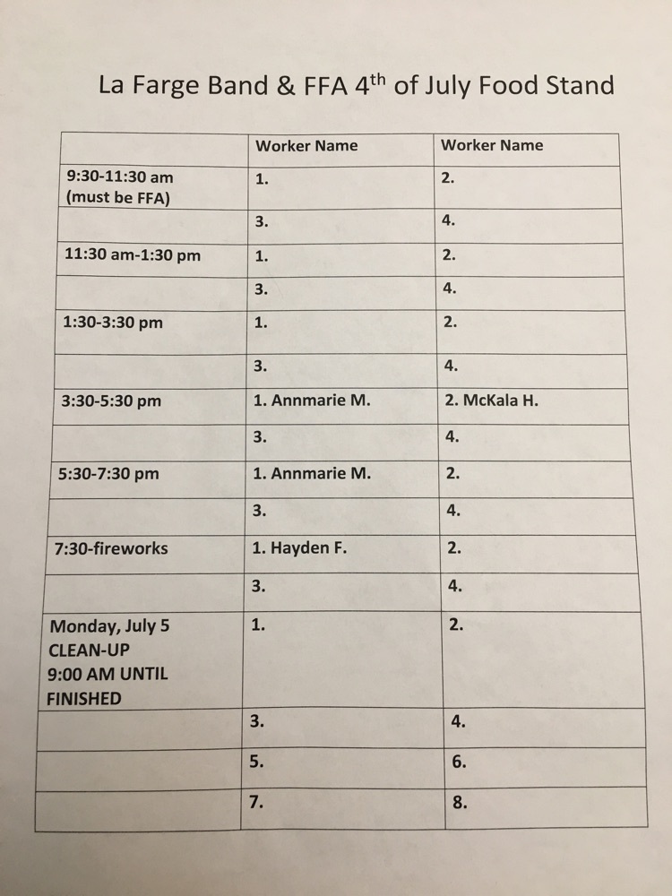 worker schedule