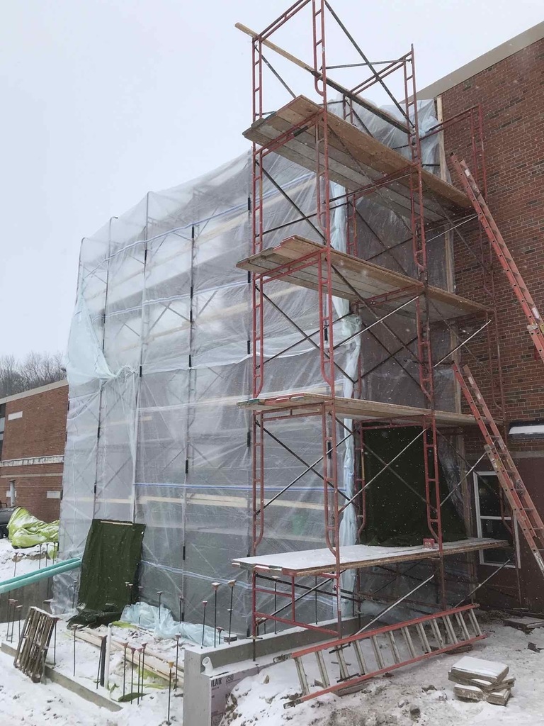 scaffold covered for east walll