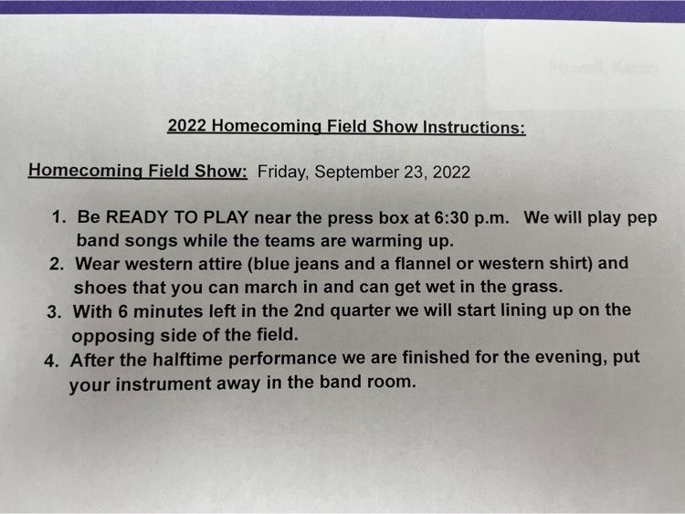 Homecoming Instructions